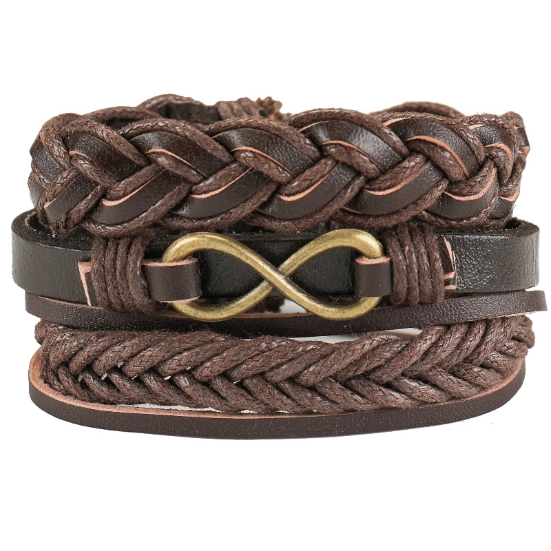 

Infinity Cross New 3pcs/set Handmade Fashion Vintage Punk Charm Female Femme Homme Male Men Leather Bracelet For Women Jewelry