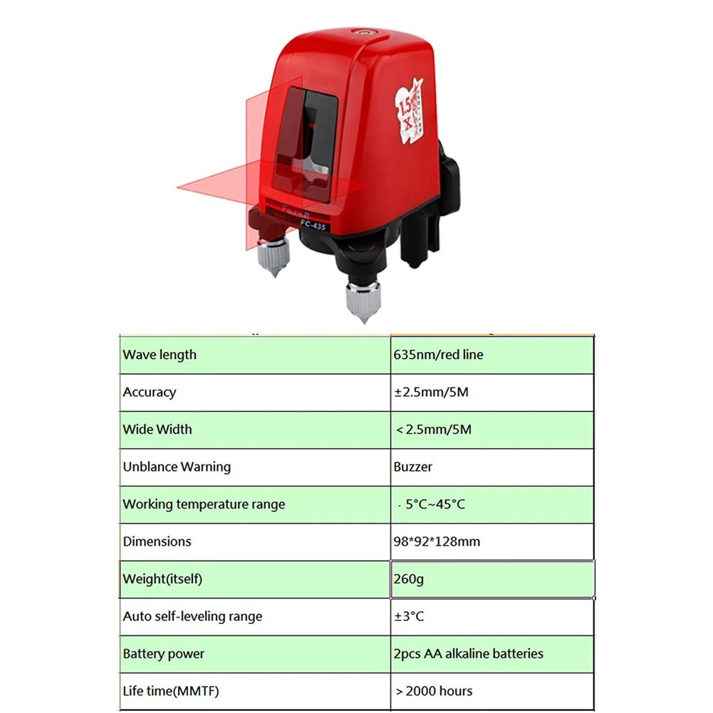 FC-435 лазерный уровень 2 красный крест линия 1 точка 360 градусов вращающийся самонивелирующийся Nivel a лазерные диагностические инструменты лазерный нивелир метр