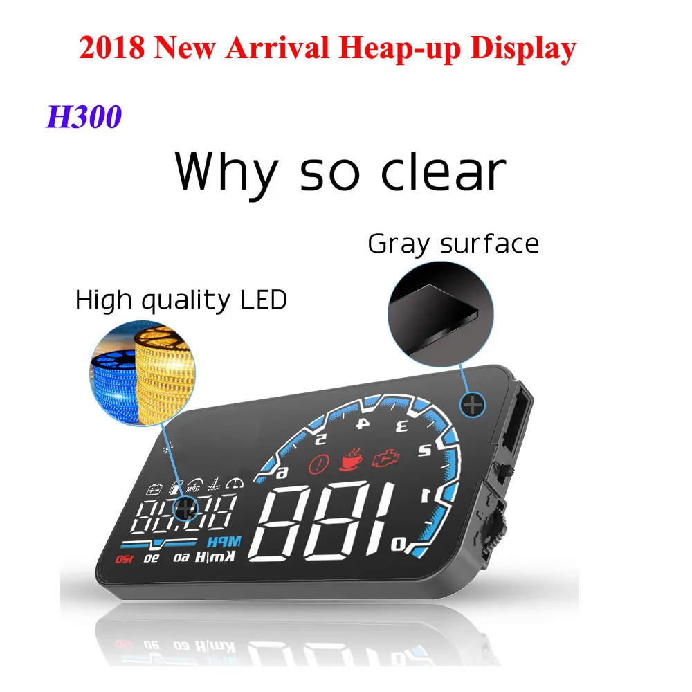 

Actisafety H300 OBDII Head Up Display Overspeed Alarm Smart Digital Car Speedmeter System Heap-up Display Car