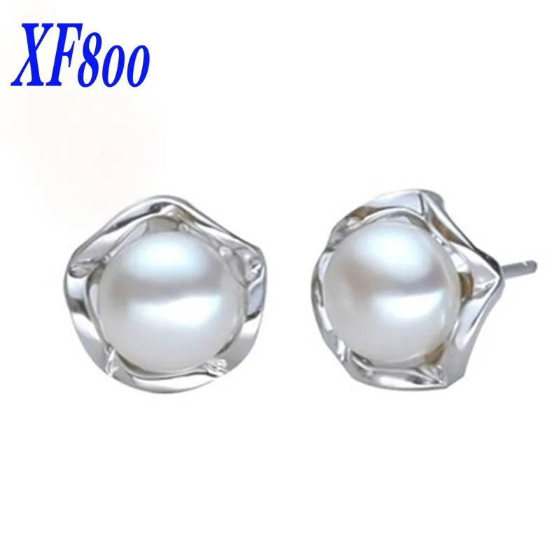 NYMPH-Brand-pearl-earrings-silver-Stud-Earrings-real-Freshwater-Pearl-7-5-8-mm-Simple-and