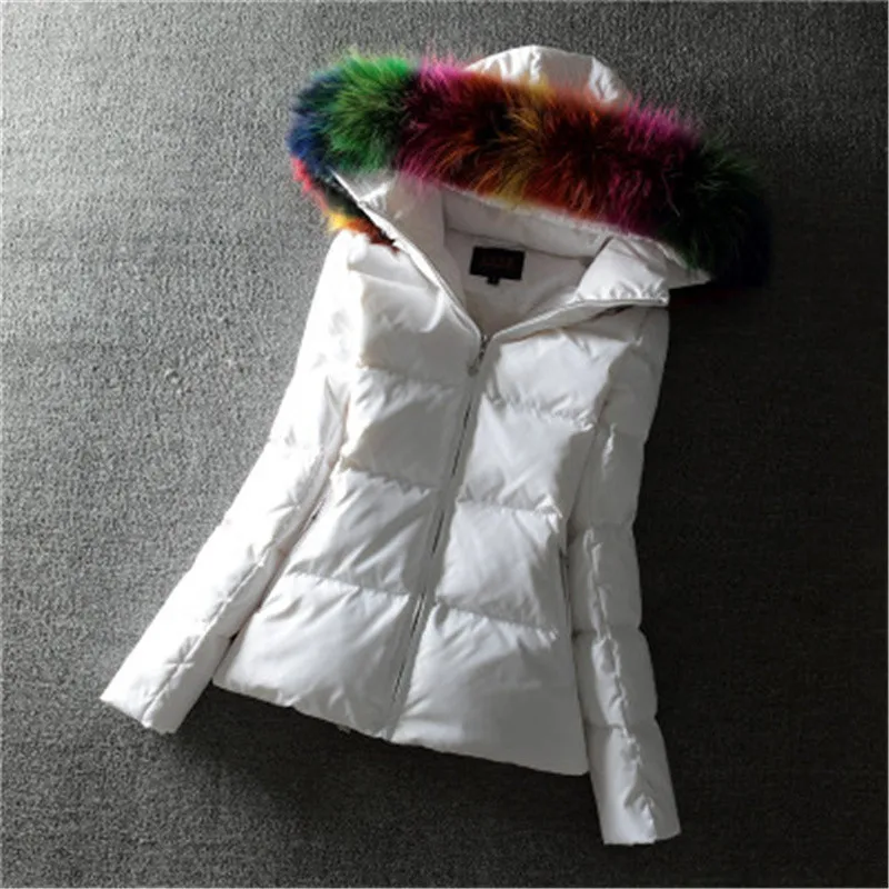 Tcyeek, высокое качество, натуральный мех енота, пуховик на утином пуху, женские зимние короткие пальто, большие размеры 2XL, Abrigos Mujer, верхняя одежда LX1268 - Цвет: white color fox fur
