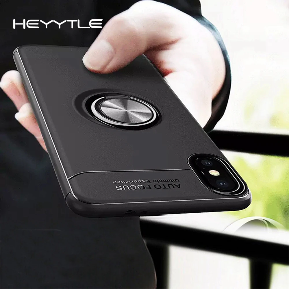 

Heyytle Luxury Bracket Ring Shockproof Case For iphone 8 7 Plus XS MAX XR X 6 6s Full Cover TPU Soft Silicone Holder Case Coque