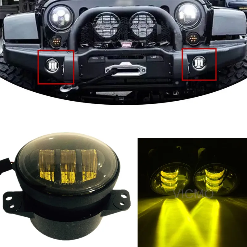 2PCS 4Inch Round Led Fog Lights 30W 3000K Auxiliary light Off Road leds