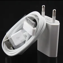 

White 2 in 1 new 5V 2A EU Plug USB wall Charger+ sync data Charging Cable for apple iPhone 4 4s 3G 3GS