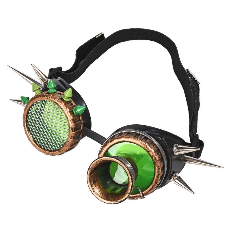 Naimo Spiked Retro Vintage Victorian Steampunk Goggles Glasses Welding Cyber Punk Gothic Cosplay