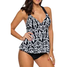 В стиле пэчворк с открытой спиной Глубокий v-образный вырез, танкини, Купальники Топ пляжное Плавание, в ассортименте большие Размеры
