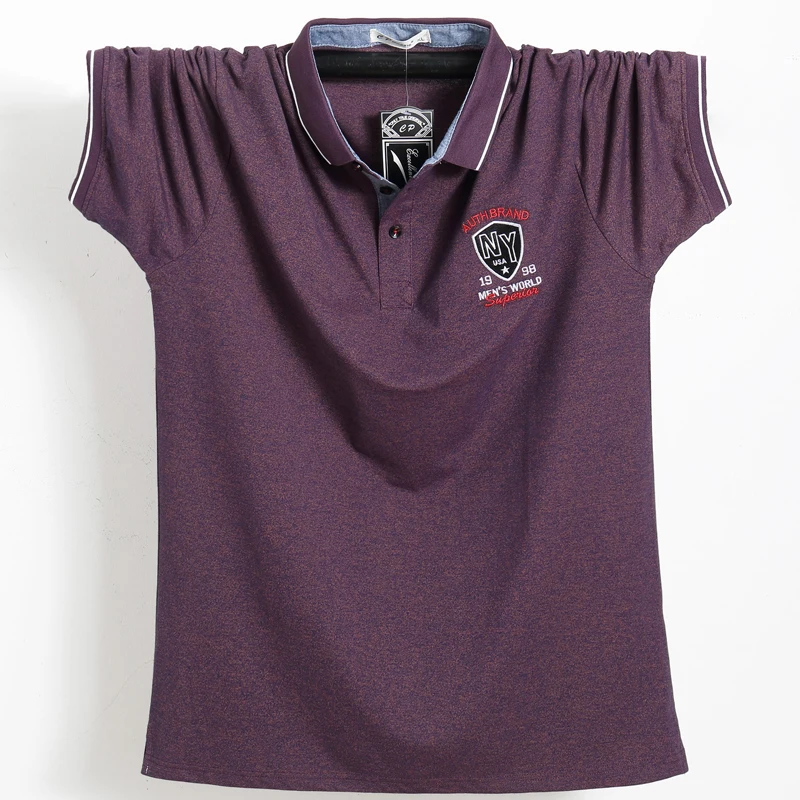 

Purple Men Polo Shirt Top Business Men Camisa Masculina Cotton Badge Work Polo Shirt Plus Size 5XL 2019 Summer Casual Tee Shirt