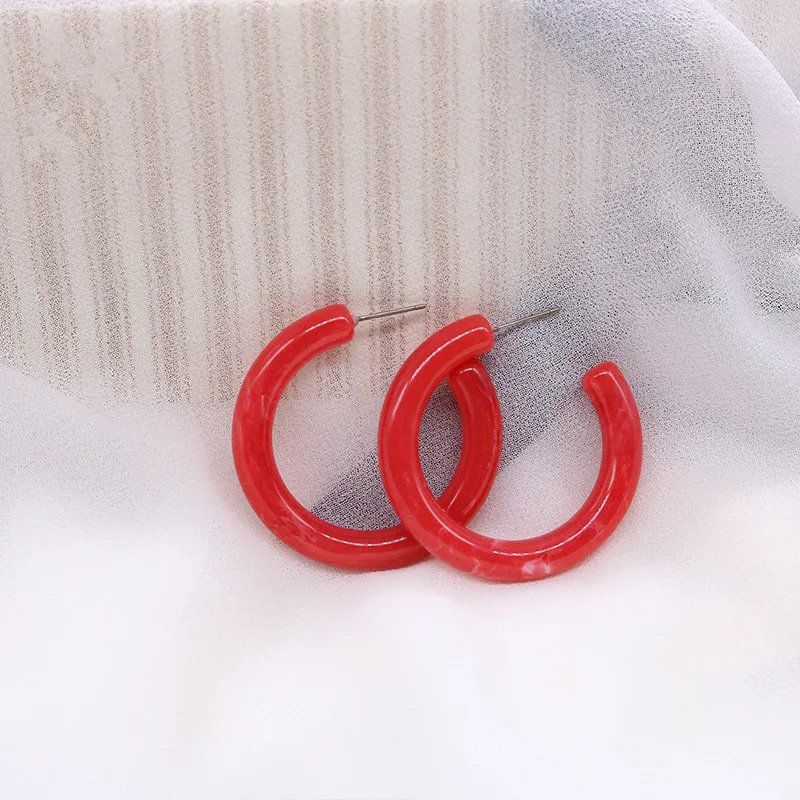 UJBOX с фабрики разноцветные акриловые серьги-кольца корейские женские пляжные Серьги Геометрические круглые серьги-кольца E698