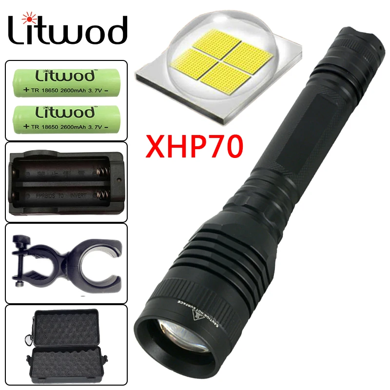

Litwod Z20+ CREE XHP70 P53 flashlamp 18650 3200lm powerful Tactical LED Zoom flashlight torch Suitable for outdoor activities