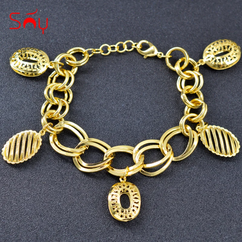 

Sunny Jewelry Hot Selling Big Round Charm Bracelets For Women Hand Chains Link Chain Bracelets For Party Trendy Jewelry Findings