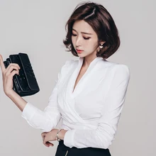 2017 New Women Casual Basic Autumn Winter OL Blouse Shirt Top blusas Elegant Work Wear business Full Sleeve Plus Size D0451