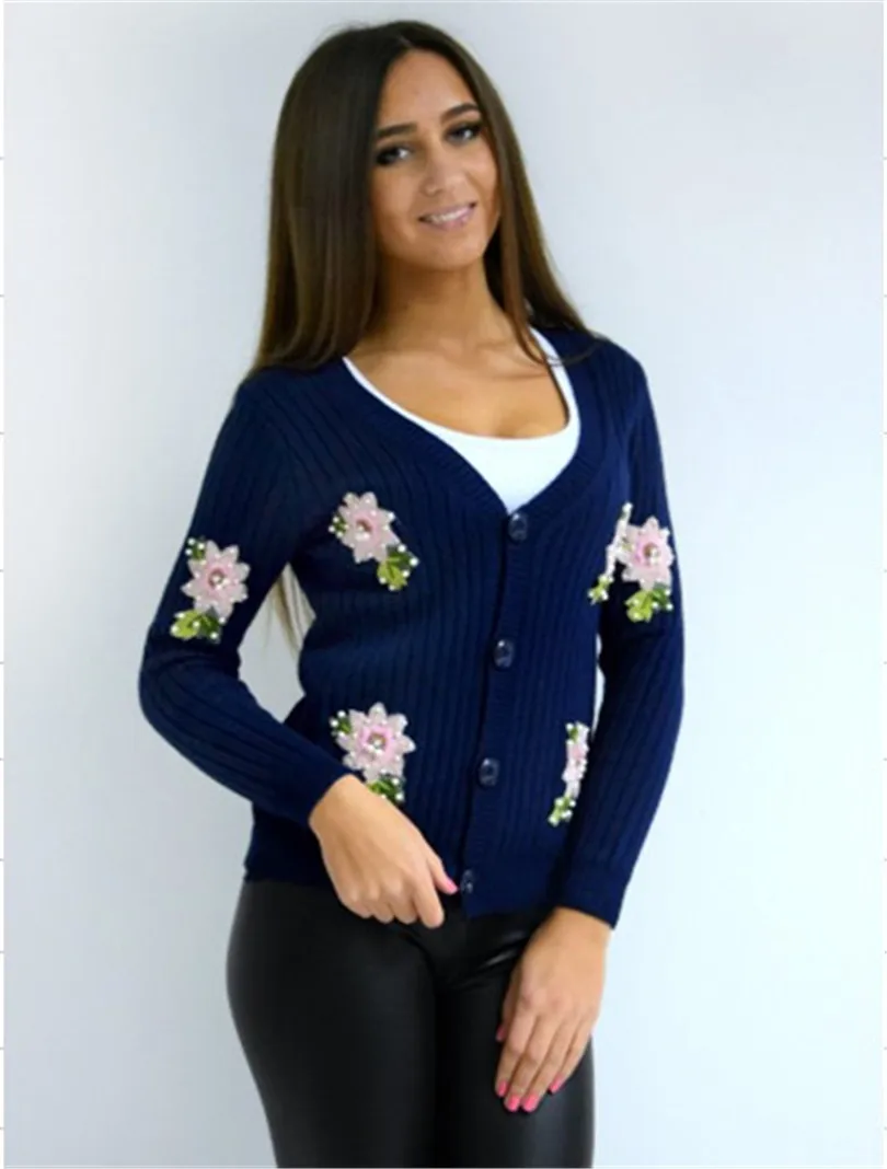 ^Cheap 2018 Direct Selling Promotion Acrylic Full Cardigans Poncho Cardigan Feminino Women's Sweater Cardigan Embroidered V-neck Women