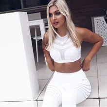 Сексуальный спортивный эластичный бюстгальтер для фитнеса, йоги, с поперечным Ремешком, для женщин, для спортзала, для бега, с подкладкой, майка, спортивная сетка, жилет, нижнее белье