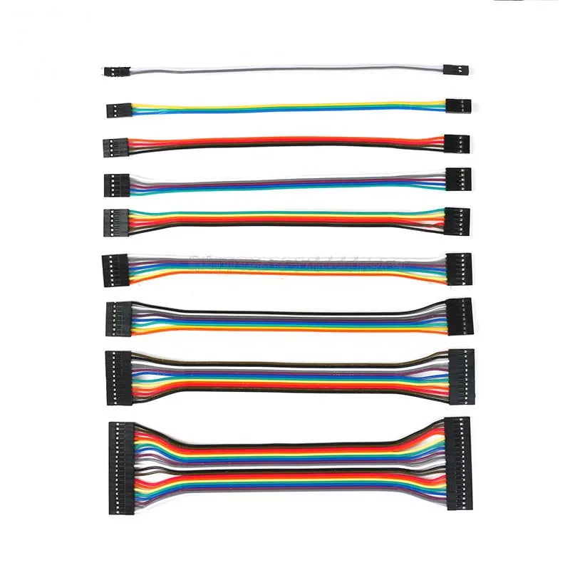 

Free shipping 2pc rainbow ribbon cable with doule DuPont head 2P-20P ribbon cable 2.54MM pitch 20CM