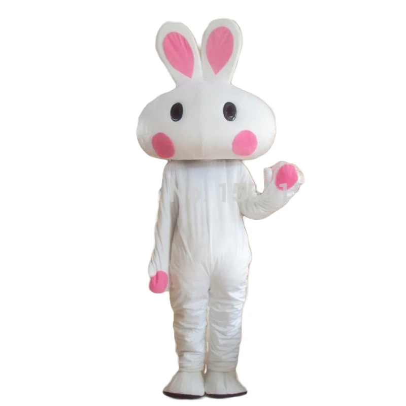 

New Hot Cartoon Big Head White Rabbit Mascot Costume Animal Fancy Dresses Free shipping