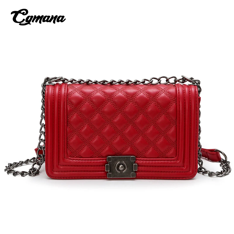 Сумка для женщин роскошные сумки женские сумки дизайнерские винтажные цепи на плечо вечерний клатч из кожи сумка через плечо - Цвет: Red