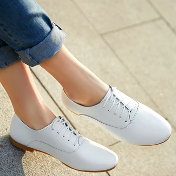

Genuine Leather Oxford Shoes For Women Flats New Nice Fashion Moccasins Sapatos Femininos Sapatilhas Zapatos Mujer