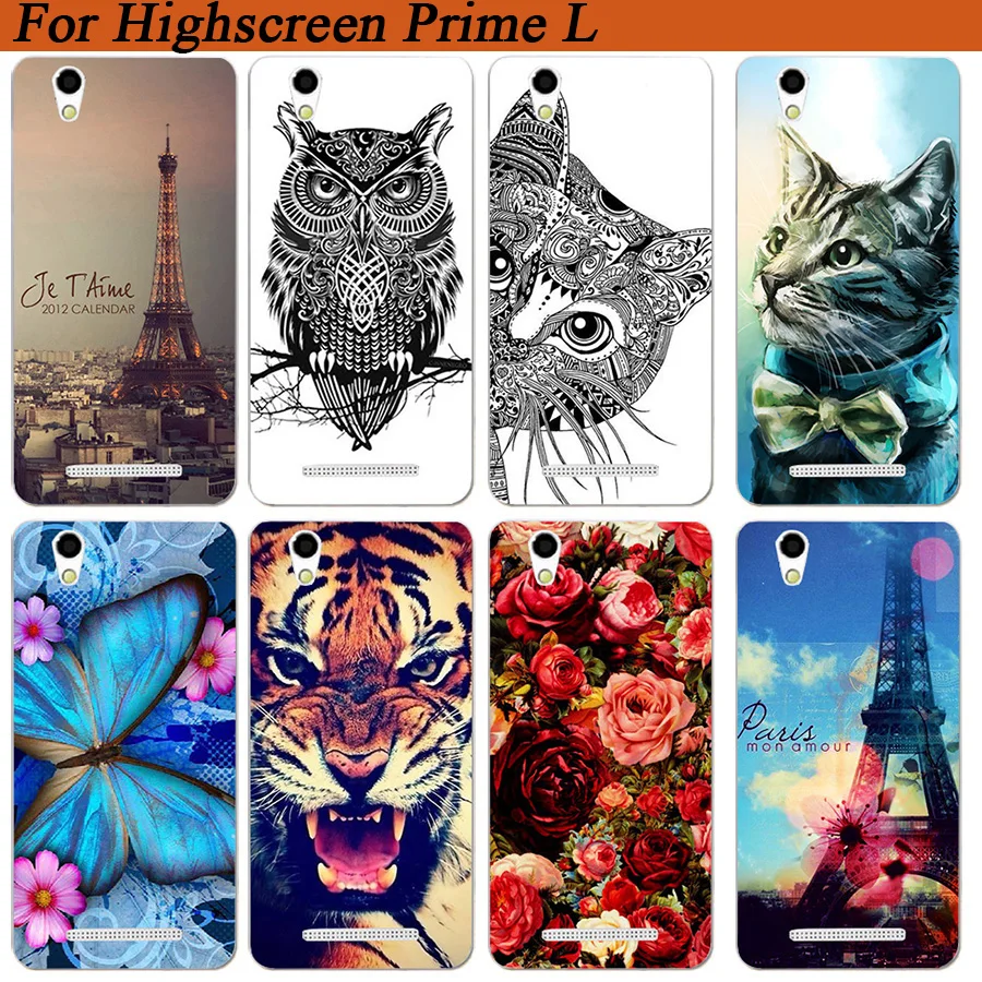 

For Highscreen Prime L Case Cover Soft Tpu Tiger Owl Rose Pattern Painted Phone Case For Highscreen Prime L Fundas Phone Sheer
