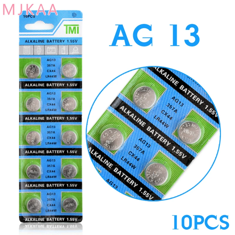 

10 Pieces AG13 LR44 357A S76E G13 Button Battery 1.55V Alkaline Battery 22 Coin Battery