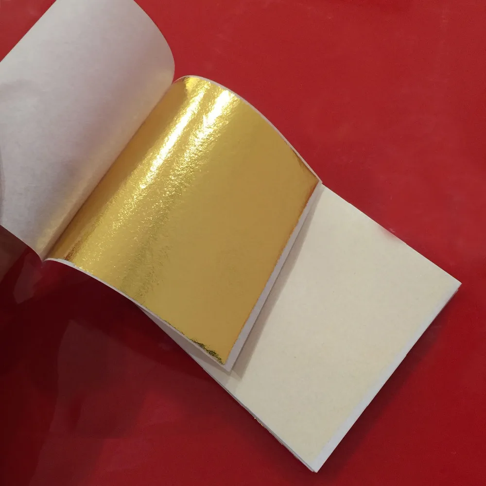 100 Sheets 8 X 8.5cm Taiwan Shiny Imitation Gold Leaf Color Like Color