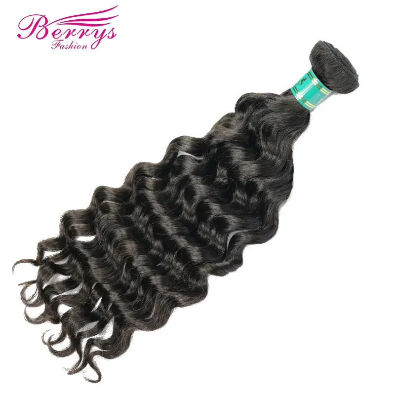 

[Berrys Fashion] Indian Natural Wave Virgin Hair 100g 1PC/lot 100% Unprocessed Human Hair Bundles Black color Hair Extensions