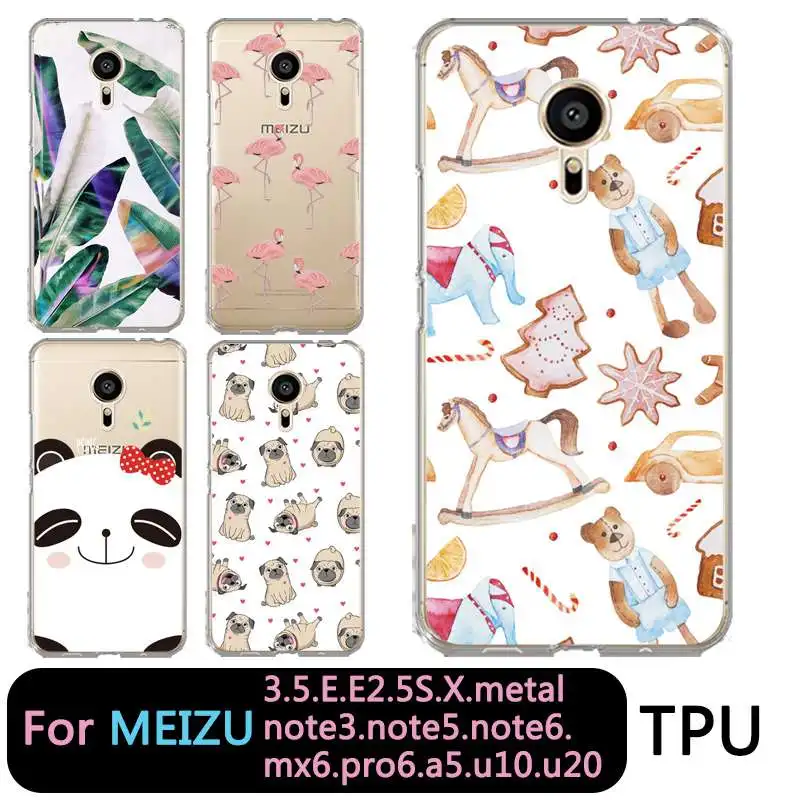 QMSWEI TPU Soft Phone Case For Meilan MX6 pro6 u20 E2 m3 M5 M5s metal Note3 U10 Clear Bear Flamingo Panda Cover Free Shipping |
