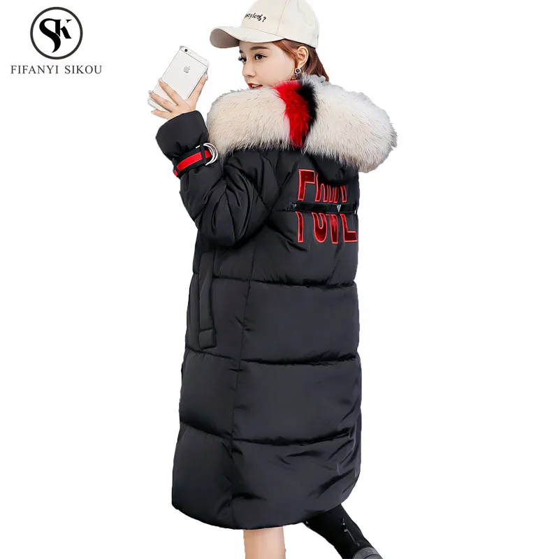 2018 Fourrure Long Nouveau Épaissir D'hiver Coton Femmes Plus Chaud À Black red Garder De La Taille armygreen Impression gray Manteau Capuchon Femelle Hiver white Col Lgp666 Au TlJ1FcK