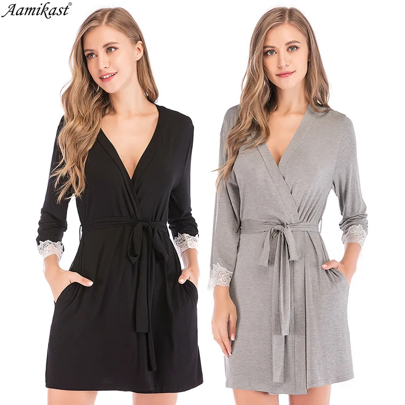 

2018 autumn new loose long-sleeved pajamas simple women's home service comfortable women's nightgown