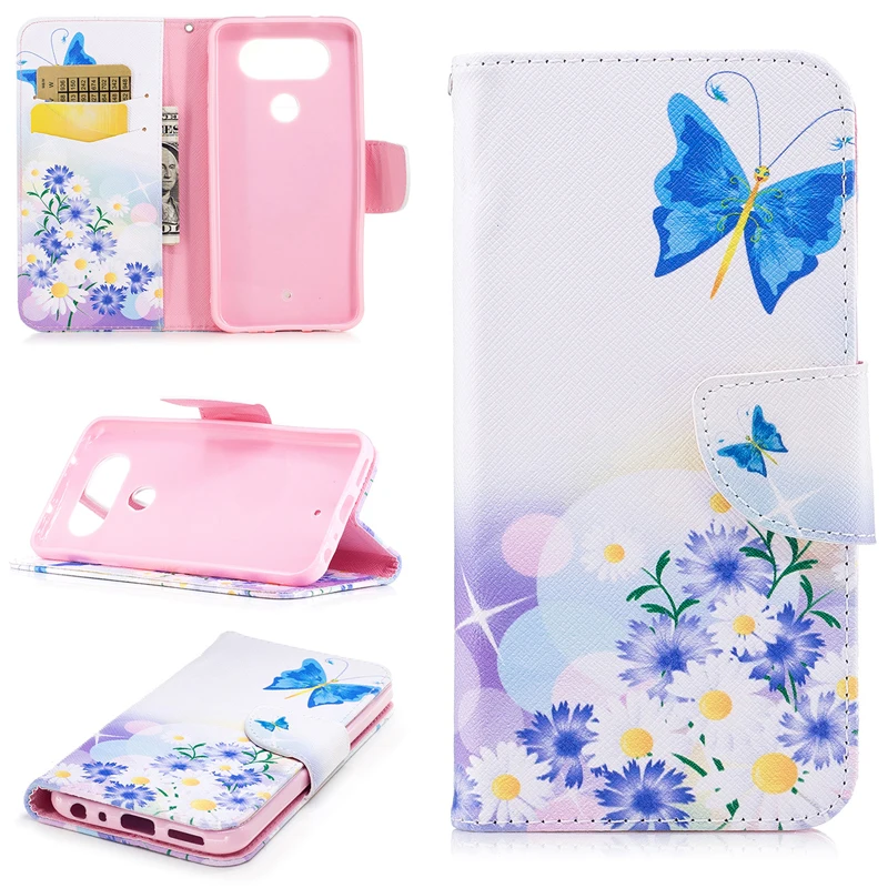 

Hotsale Gorgeous Colored Drawing PU Leather Cases for LG Q8 Flip Mobile Phone Protective Case with Wallet Card Holders&Kickstand