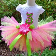 Красочные с цветочным проектом для маленьких девочек юбки-пачки для младенцев; платье из пышного тюля с юбка-пачка для праздника юбка-американка с бантом из ленты и оголовье, набор детские юбки