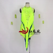 Новые латинские танцевальные костюмы сексуальные старшие кисточкой камни латинские танцы платье для женщин латинские танцы конкурсные платья S-4XL