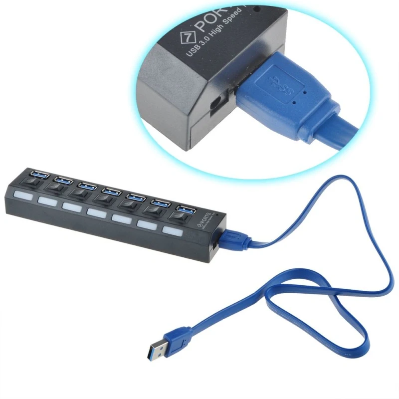 USB концентратор 3 0 7 портов портативный микро разветвитель с мощностью