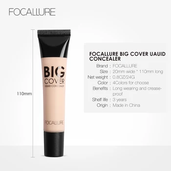 FOCALLURE Big Cover Liquid Concealer Moisturizing Oil control Waterproof Contour Makeup Face Primer Face Cream