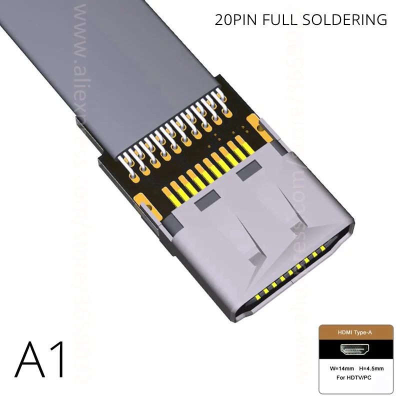 Angle cabo HDMI 2.0 To HDMI 2.0 Male 20pin FFC FPV Flat Ribbon Elbow Cable 2K 4K 50/60Hz for HDTV AV Aerial Photography A1