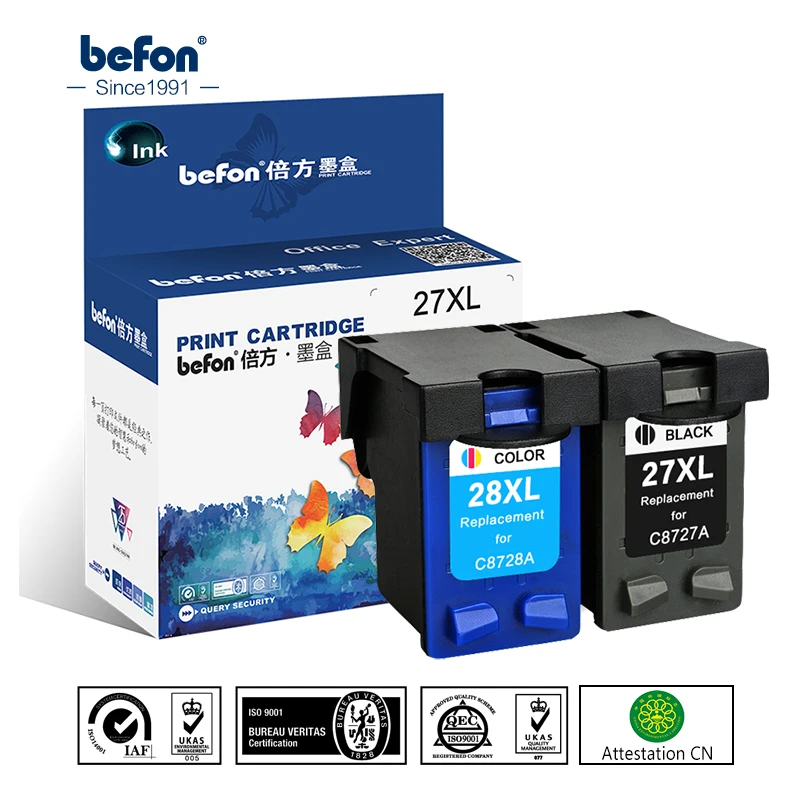 Befon совместимый картридж замена для hp 27 28 hp 27 hp 28 для Officejet 4255 4256 5608 5609 Deskjet 3320 3323 3325