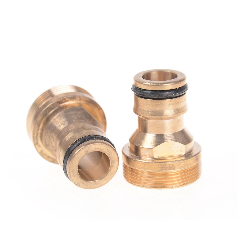 2PCS/Lot Solid Brass Threaded Hose Water Pipe Connector Tube Tap Snap Adaptor Fitting Garden Outdoor