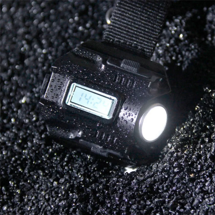 Высокое качество спорт на открытом воздухе светодиодный перезаряжаемый Тактический наручные часы фонарик факел Лампа 4 режима