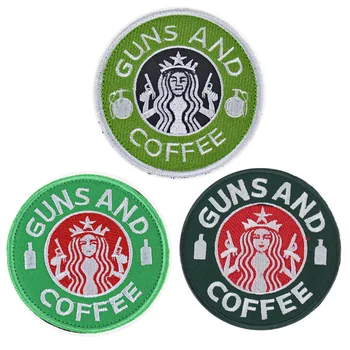 

Wholesale 10pcs Military Patches GUNS AND COFFEE Embroidered Tactical patch Badges stripes For Clothes backpack with Hook & Loop