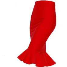 Женская новая юбка в виде листьев лотоса, юбка в виде рыбки, юбка с высокой талией, сексуальная, тянущаяся, один шаг, юбка, большие размеры S-5XL