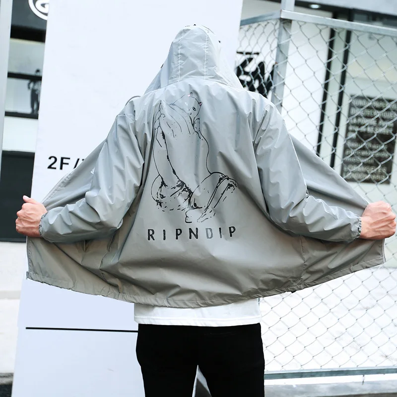 Новинка 2019 светоотражающие куртки мужские/женские пальто ветровка Veste и Doudoune Homme