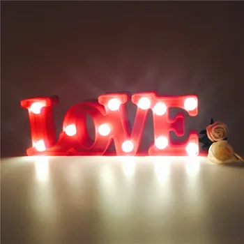

Red LOVE Marquee Romantic LED 3D Lamp Small Night Lights Lighting Home Bedroom Wedding Decoration Valentine Girl Friend Gift