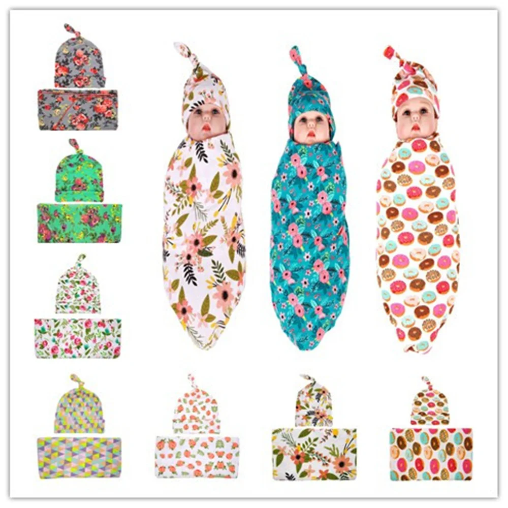 1 Set Hat Sleeping Bag Baby Kids Swaddle Blankets Infant Newborn Sleepsack Bath Towel Gift Soft Cotton Cap | Детская одежда и