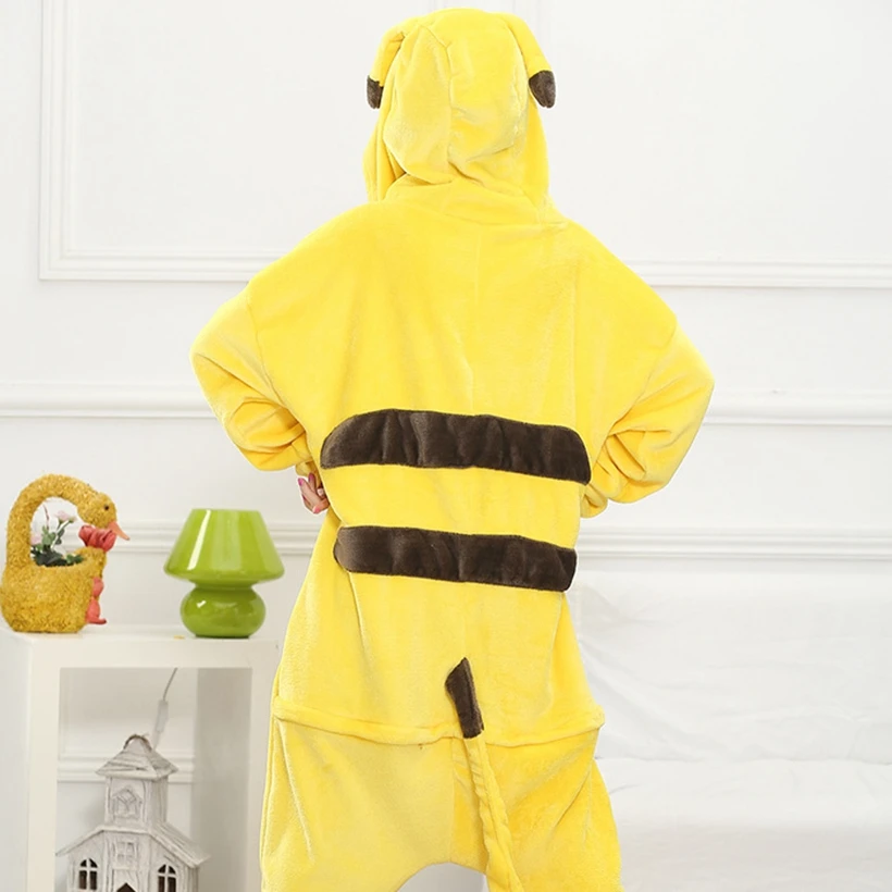 IFLIFE Yellow Cartoon Adult Kigurumi Onesie Women Animal Costume Fancy Soft Anime Cosplay Onepiece Winter Jumpsuit -Zentai shop online