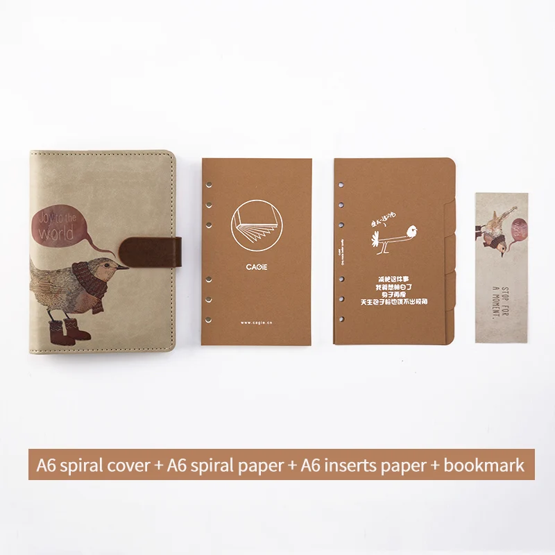 CAGIE a6 Binder Spiral Notebook Kawaii Printing Cover Diary Planner Leather Journal Filofax Agenda Notebook for School Supplies CAGIE a6 Binder Spiral Notebook Kawaii Printing Cover Diary Planner Leather Journal Filofax Agenda Notebook for School Supplies