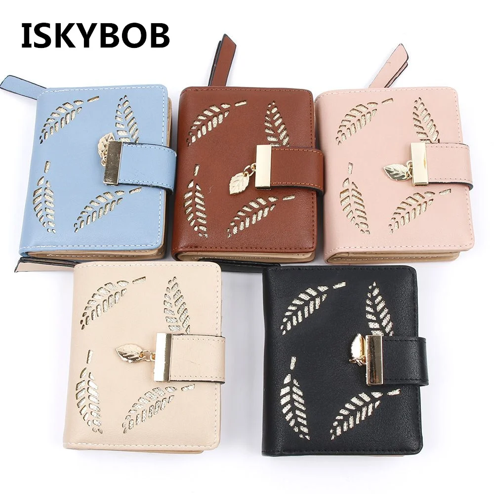 Women s Fashion Leaf Bifold Wallet font b Leather b font Clutch Card Holder Purses font