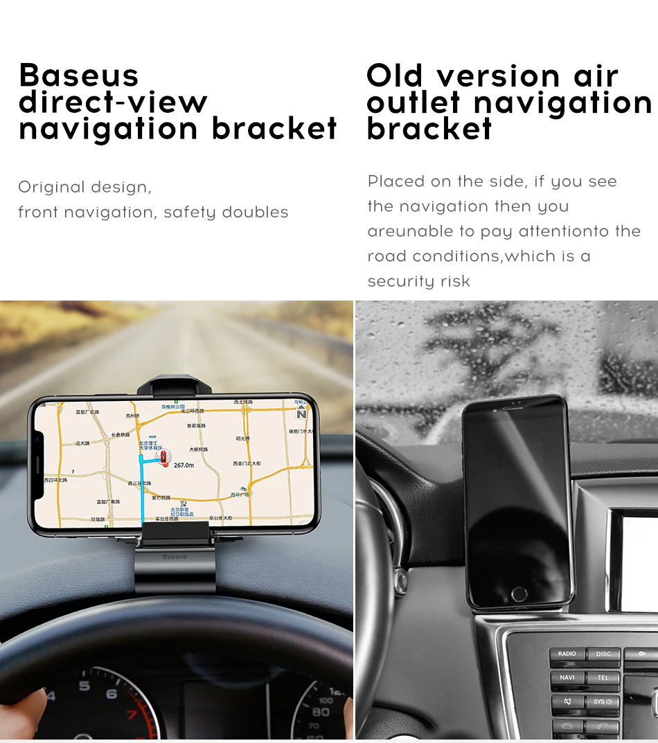 Автомобильный держатель для телефона Baseus Dashboard для iPhone 11 Pro samsung huawei, автомобильный держатель с зажимом, не магнитный держатель для мобильного телефона, подставка