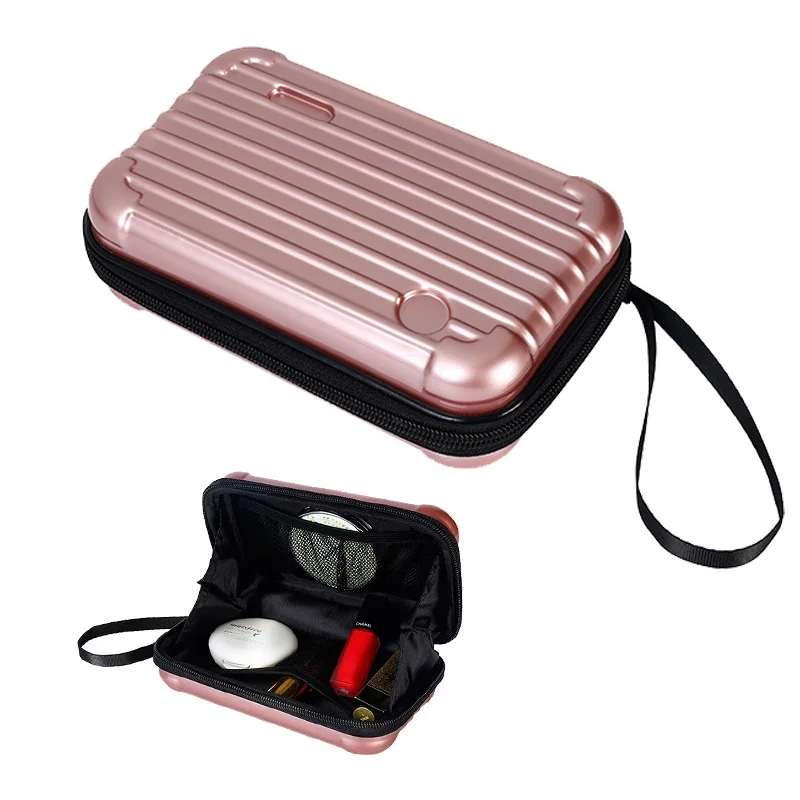 جديد حقيبة سفر صغيرة حقيبة مستحضرات التجميل النساء السفر للماء أدوات الزينة تخزين متعدد الألوان ABC + PC قذيفة المنظم المرحاض المكياج حقيبة