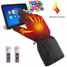 Сенсорный Экран Текстовые перезаряжаемые электрические перчатки с подогревом с литий-ионными аккумуляторами для мужчин и женщин, теплые черные перчатки для сенсорного экрана