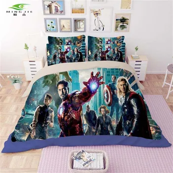 

MINGJIE 3d Avengers Batman Wolverine Iron Man Wolf Kids bedding set Twin Full Queen size 2/3pcs bed linen duvet cover Bedspread