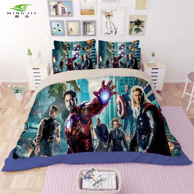 mingjie 3d avengers batman wolverine iron man wolf kids bedding set avengers bed sheets full size